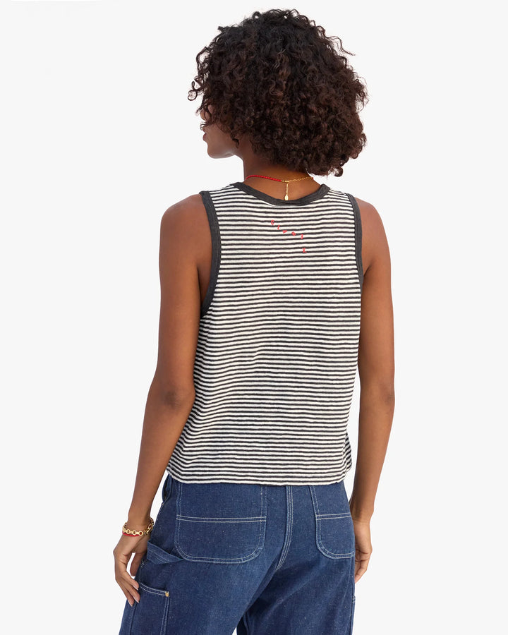 CAMP FIT TANK (BLACK/CREAM) - CLARE V.