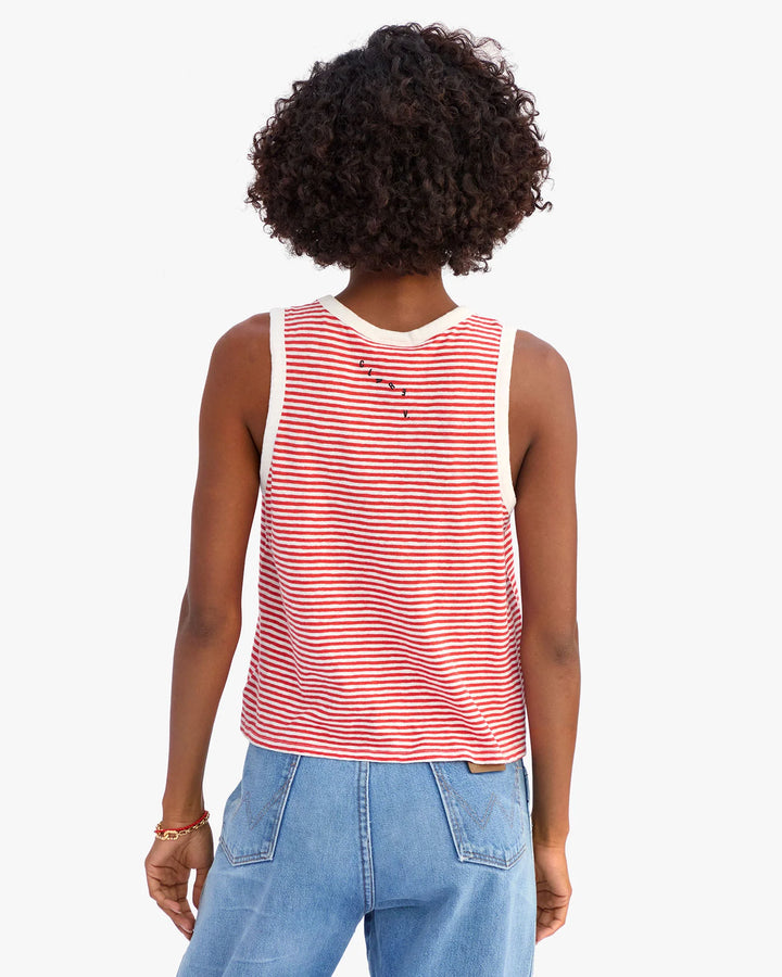 CAMP FIT TANK (BRIGHT POPPY/CREAM) - CLARE V.