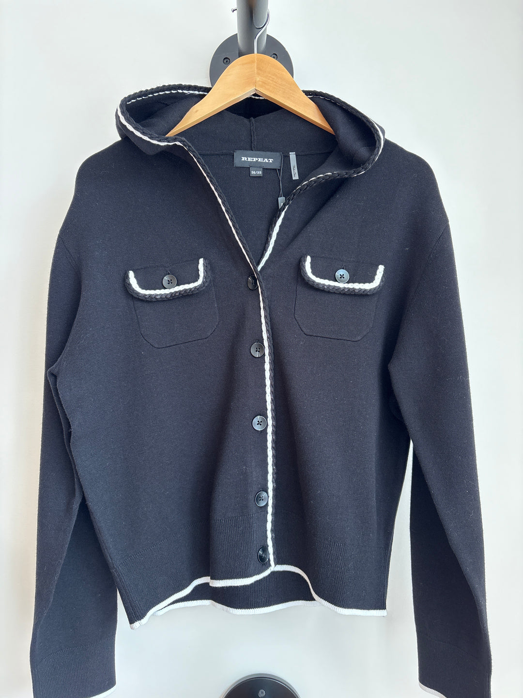 COTTON BLEND CARDIGAN (BLACK) - REPEAT