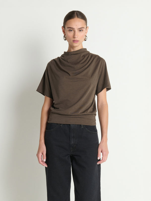 DARYL COWLNECK TEE (ESPRESSO) - NATION
