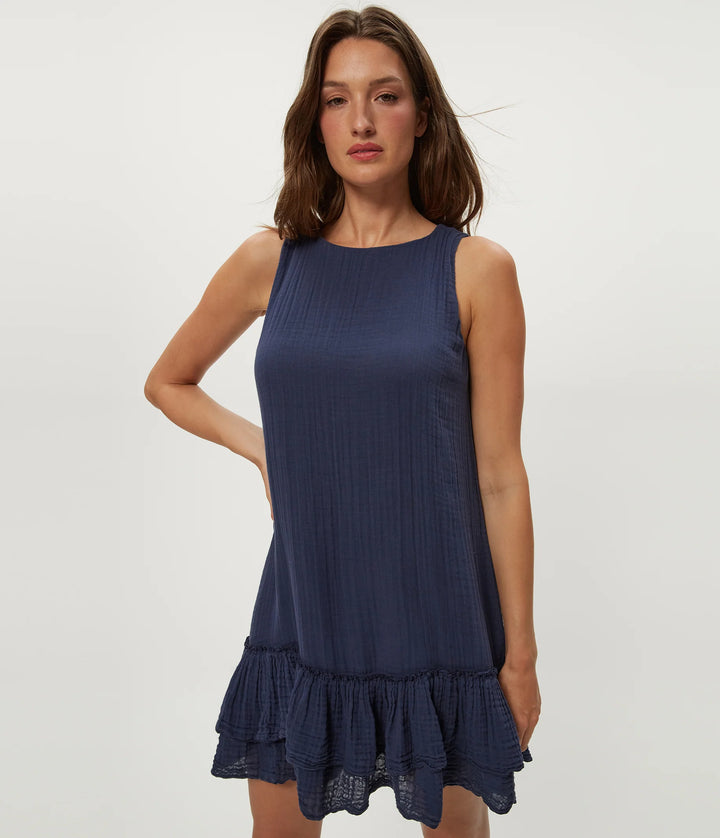 DHALIAH RUFFLE MINI DRESS (NOCTURNAL) - MICHAEL STARS