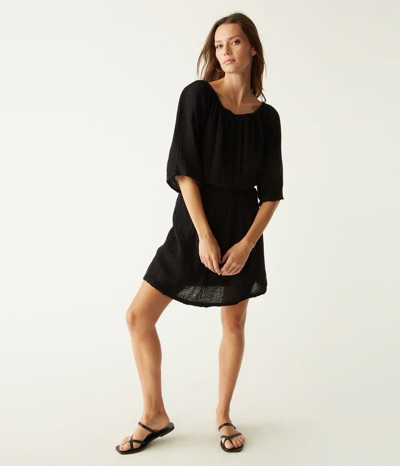 FERNANDA GAUZE CONVERTIBLE DRESS (BLACK) - MICHAEL STARS