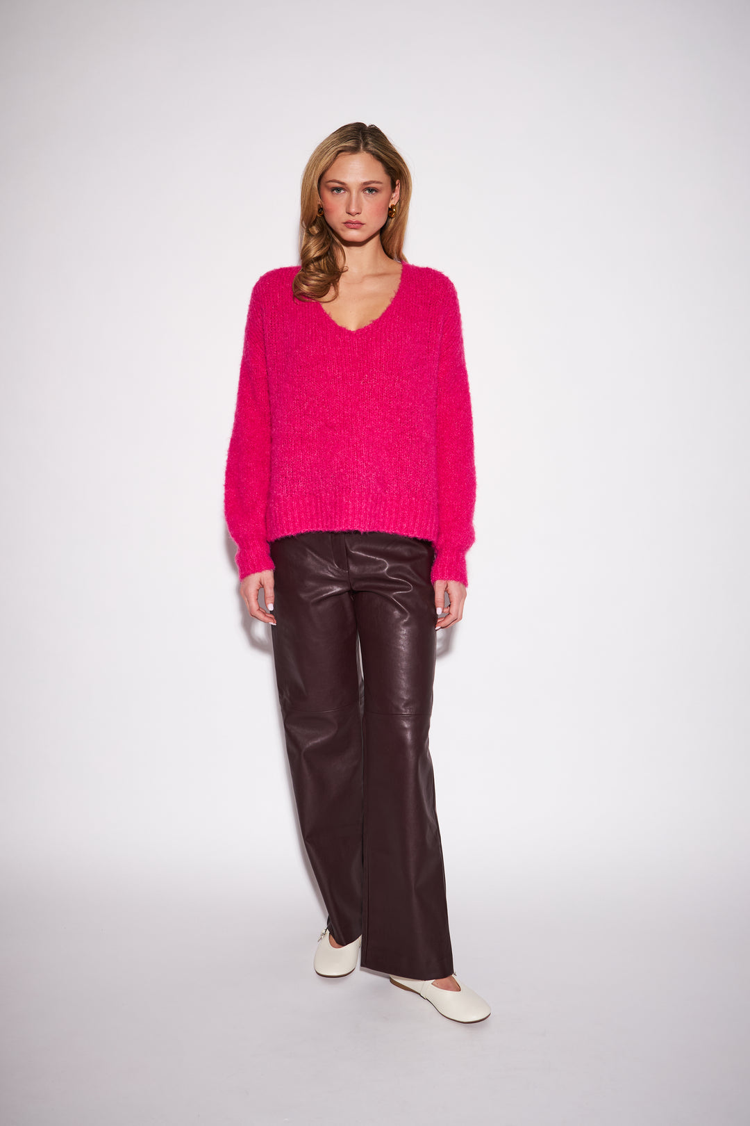 DOROTHY TEXTURED KNIT SWEATER (ROSEWOOD) - JOHN+JENN