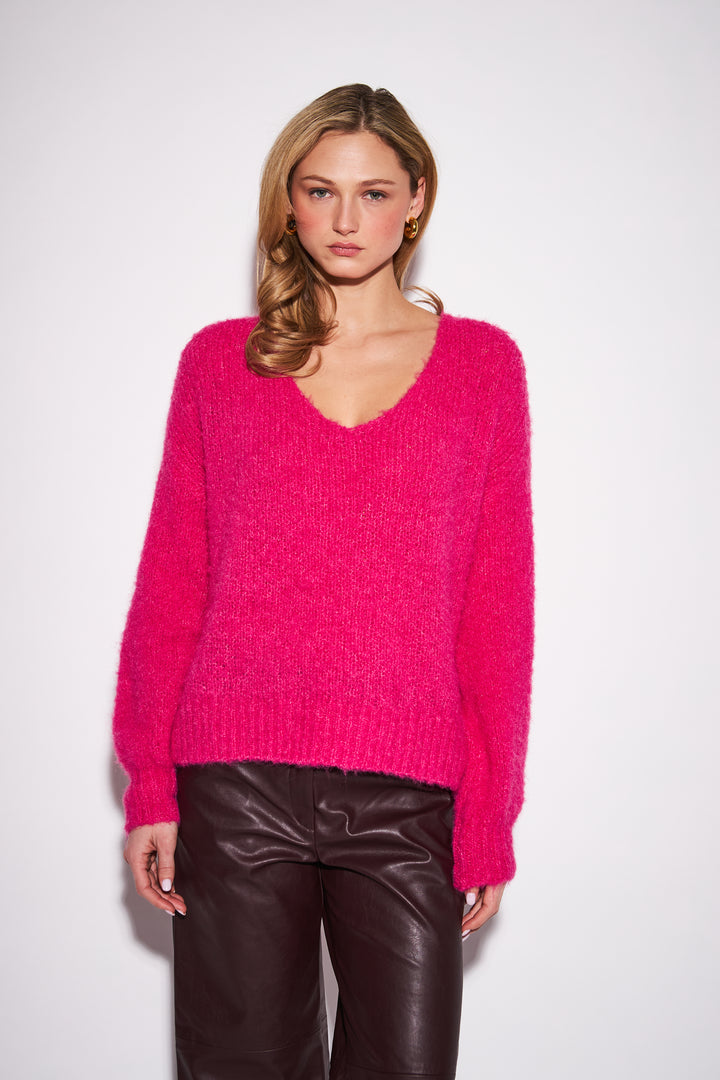 DOROTHY TEXTURED KNIT SWEATER (ROSEWOOD) - JOHN+JENN
