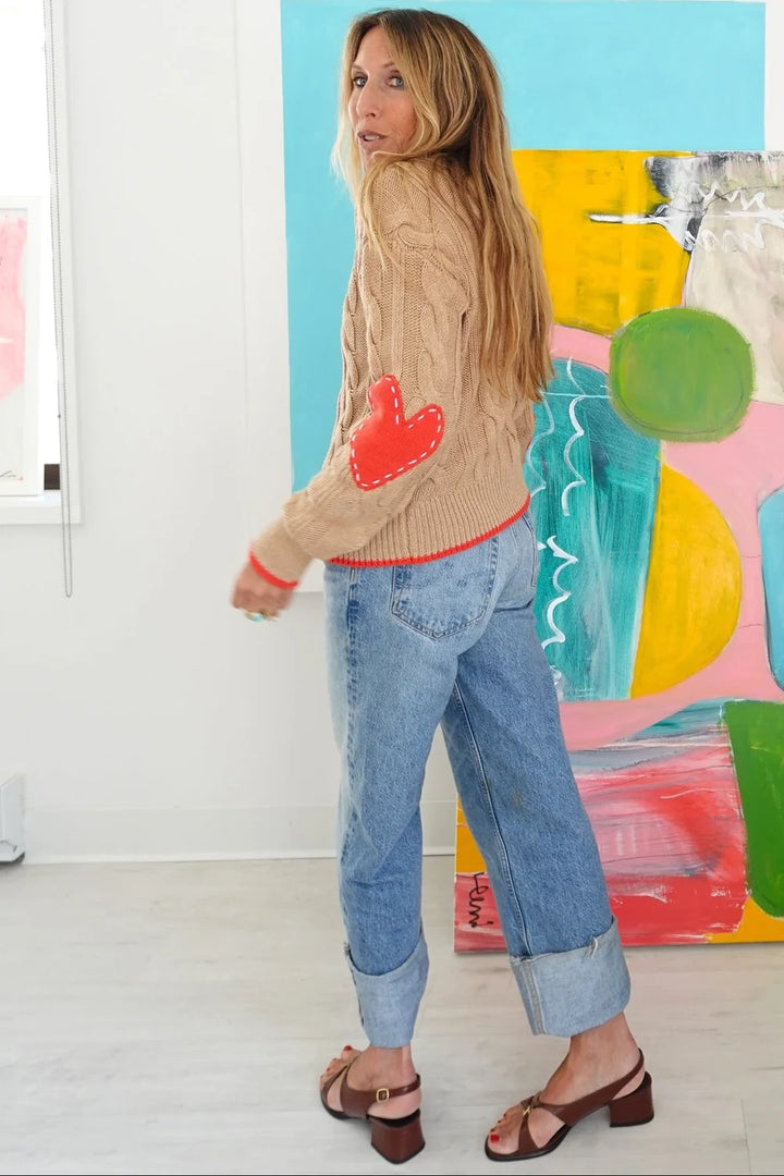 MAXWORK CABLE PULLOVER SWEATER (CAMEL) - KERRI ROSENTHAL