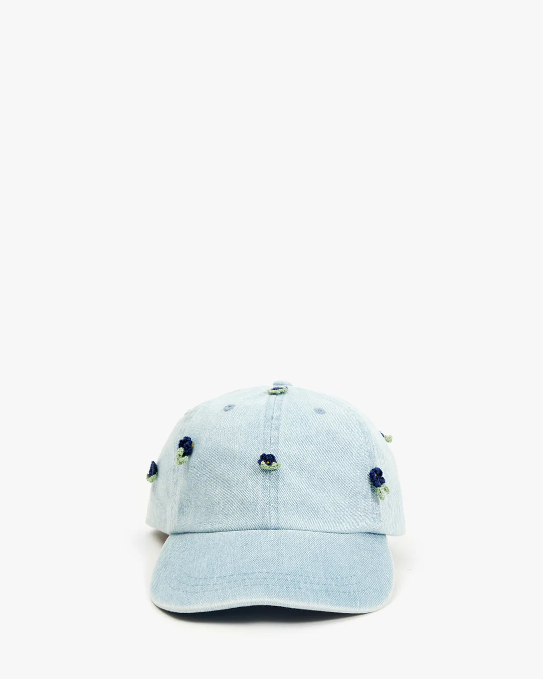 LIGHT DENIM FLORAL APPLIQUE HAT - CLARE V.