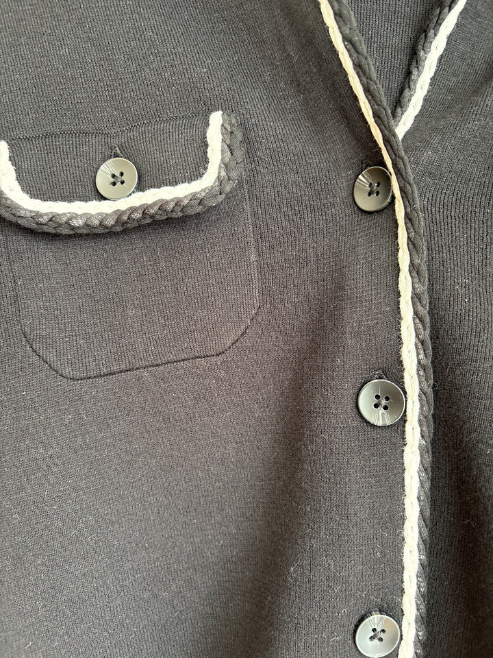 COTTON BLEND CARDIGAN (BLACK) - REPEAT