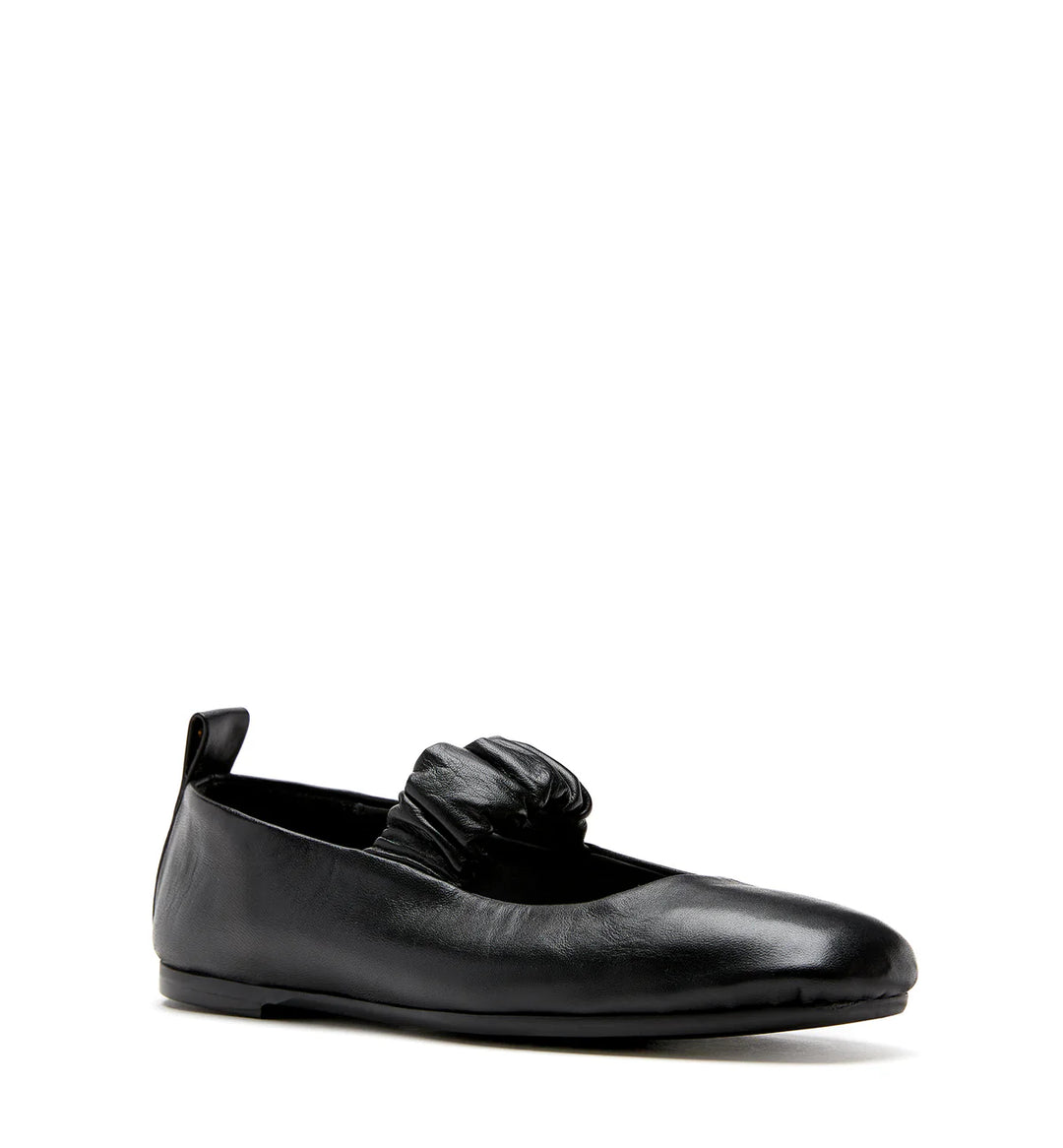 GRACIE SHEARLING-LINED MARY JANE FLATS (BLACK) - LA CANADIENNE