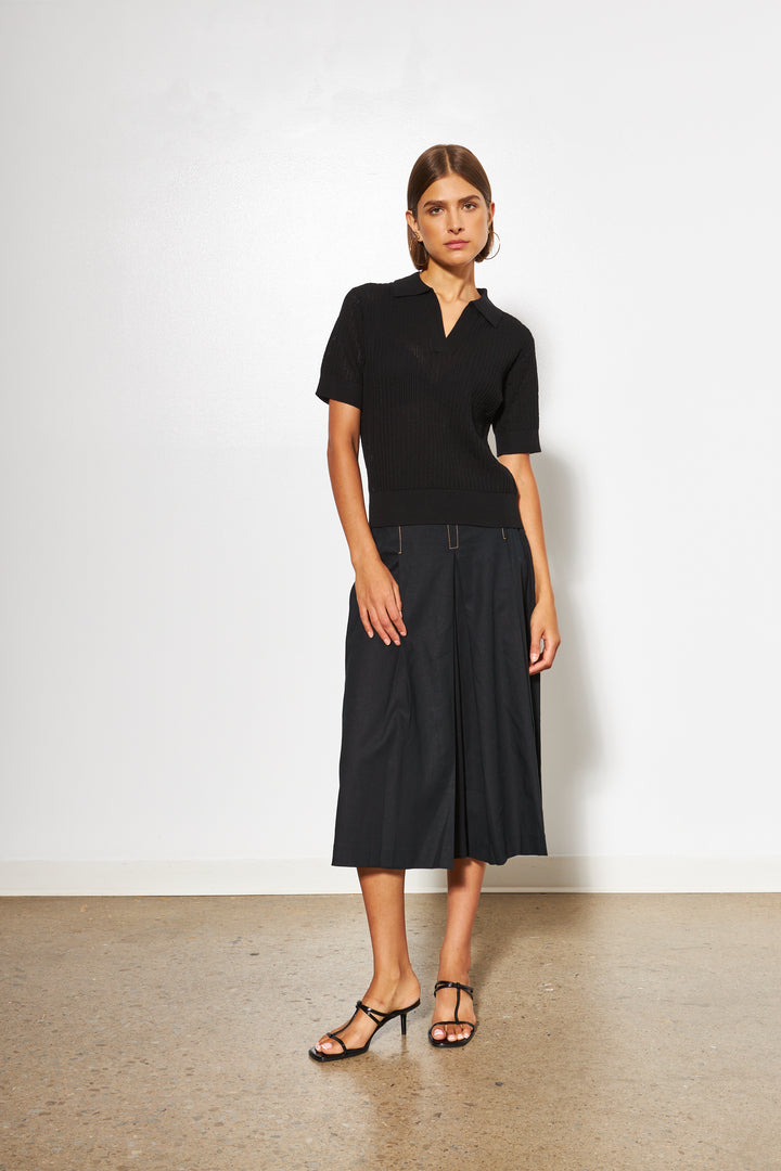 EMERY SHORT SLEEVE SWEATER (CAVIAR) - LINE