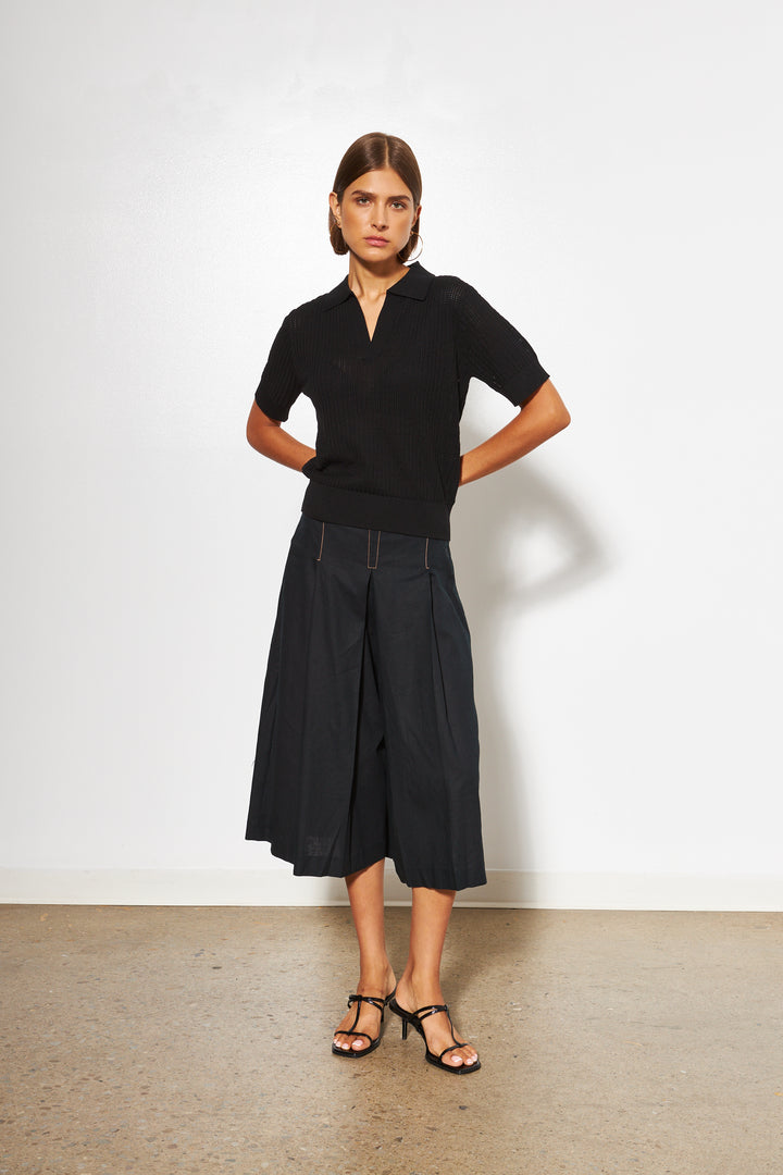 EMERY SHORT SLEEVE SWEATER (CAVIAR) - LINE