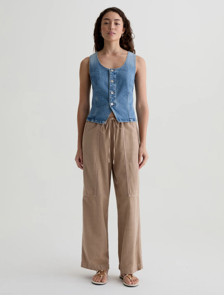 NINA PULL-ON WIDE LEG (TAUPE) - A.G. DENIM