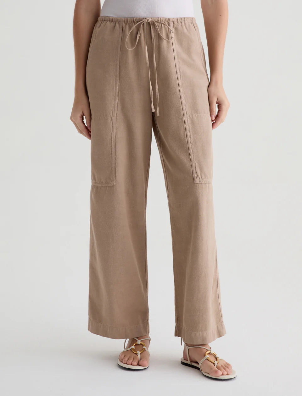 NINA PULL-ON WIDE LEG (TAUPE) - A.G. DENIM
