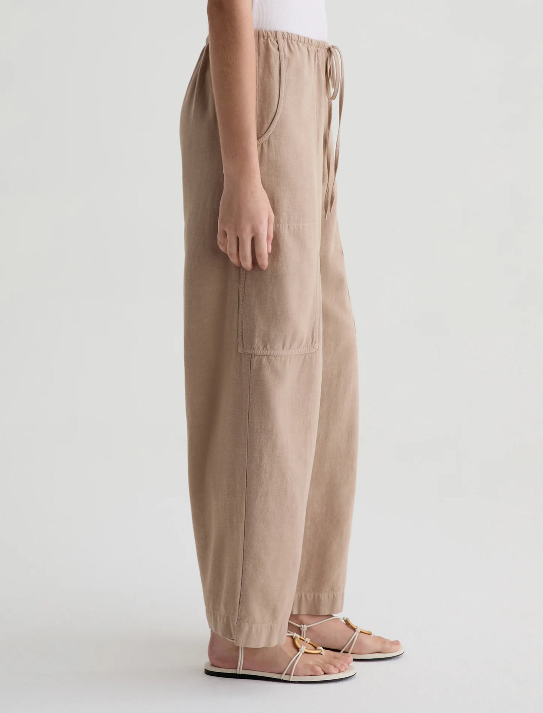 NINA PULL-ON WIDE LEG (TAUPE) - A.G. DENIM