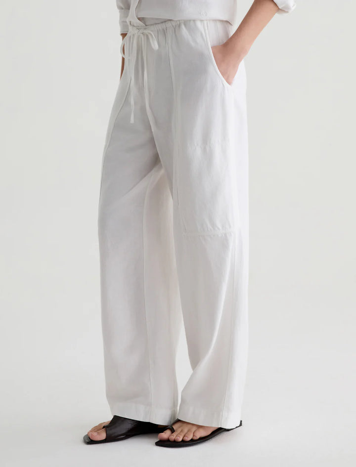 NINA PULL-ON WIDE LEG (WHITE) - A.G. DENIM