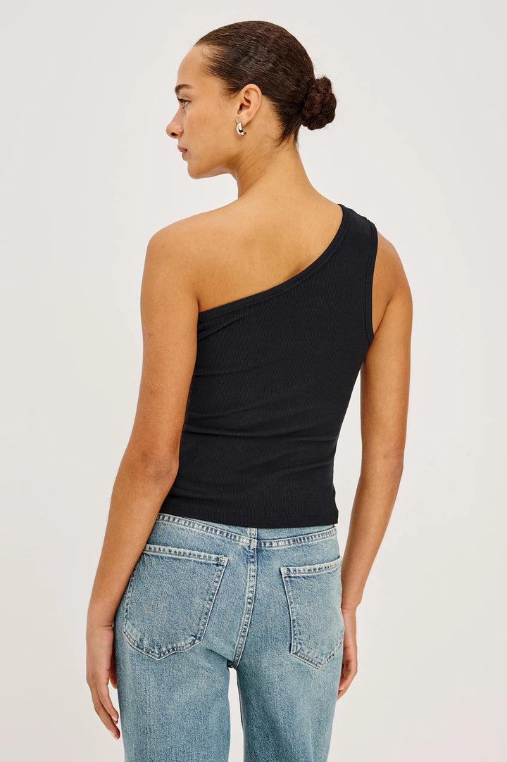 ESTI RIBBED ONE-SHOULDER TOP (BLACK) - RAILS