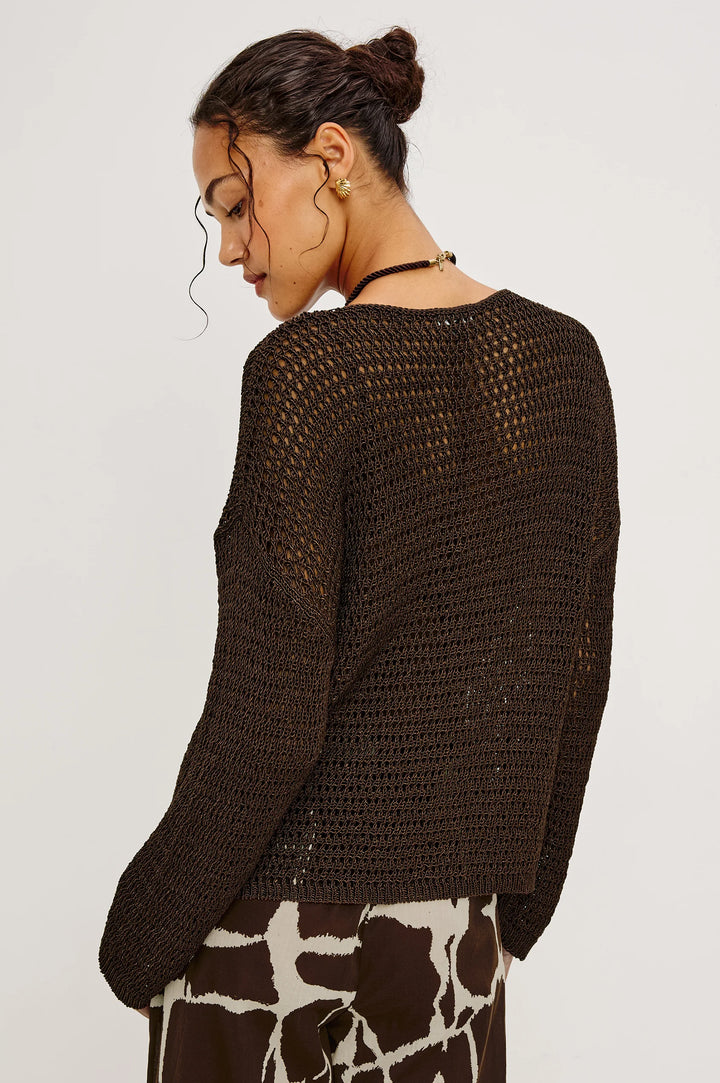 EVANGELINE OPEN-WEAVE SWEATER (ESPRESSO) - RAILS