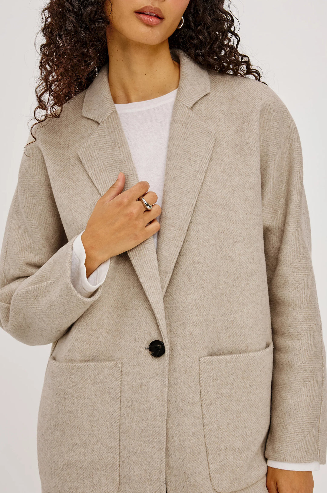EVEREST WOOL BLEND COAT (OAT HERRINGBONE) - RAILS