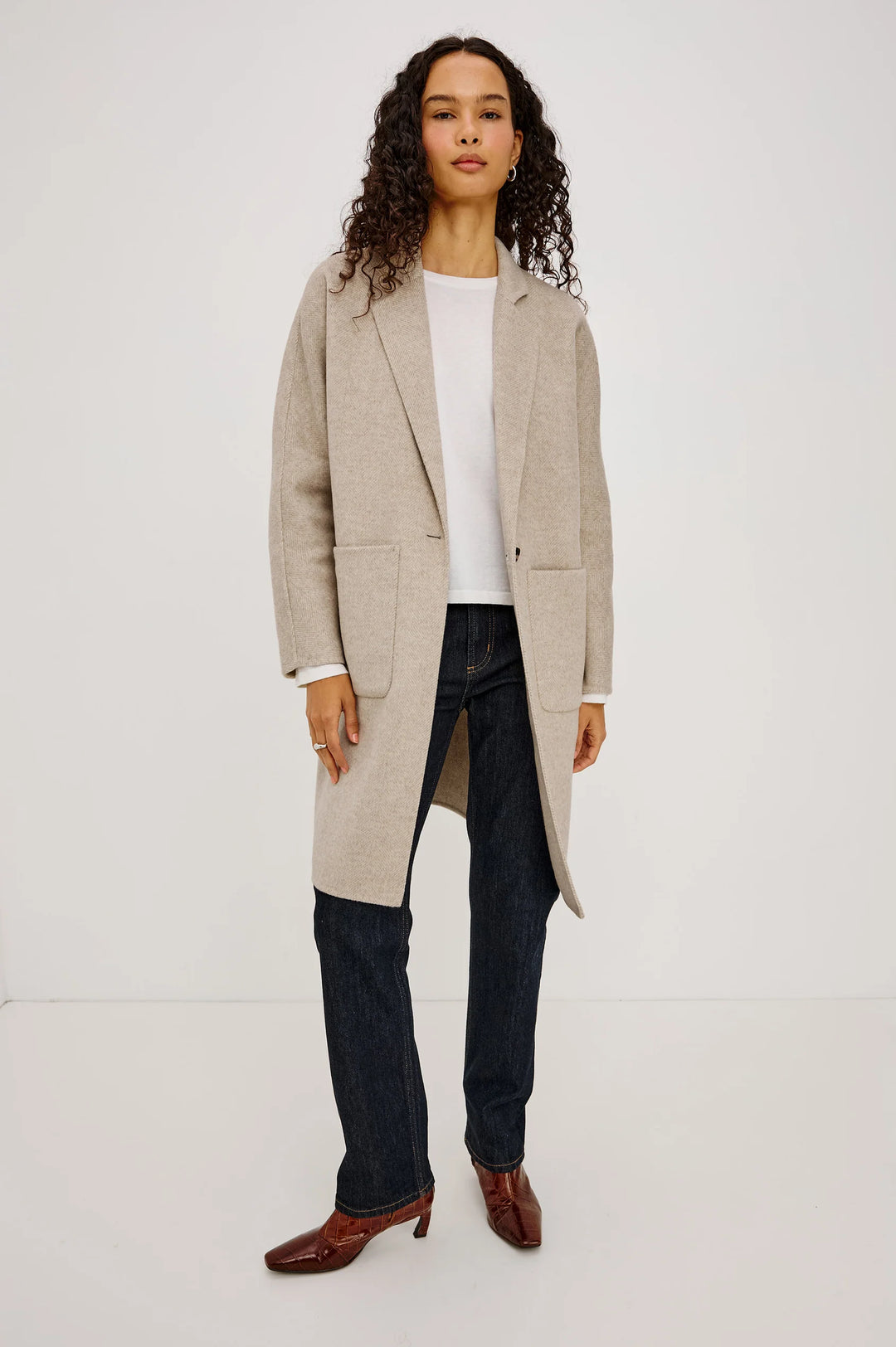 EVEREST WOOL BLEND COAT (OAT HERRINGBONE) - RAILS