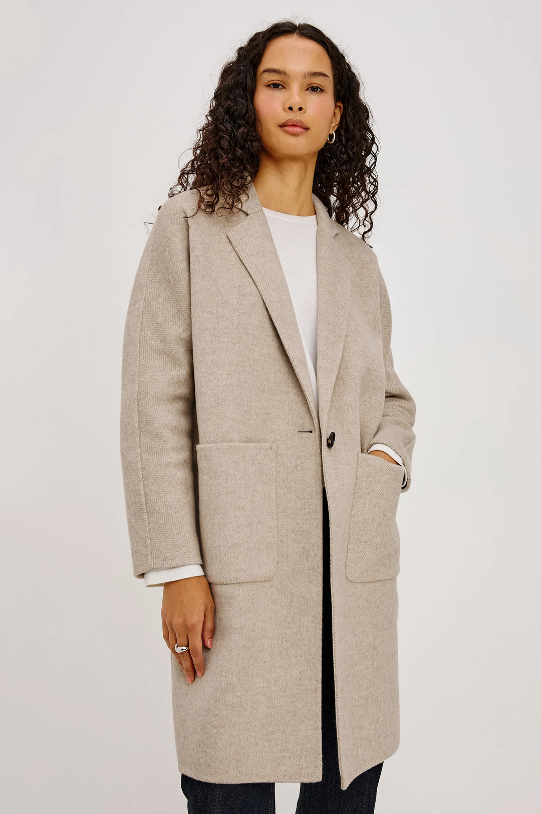 EVEREST WOOL BLEND COAT (OAT HERRINGBONE) - RAILS