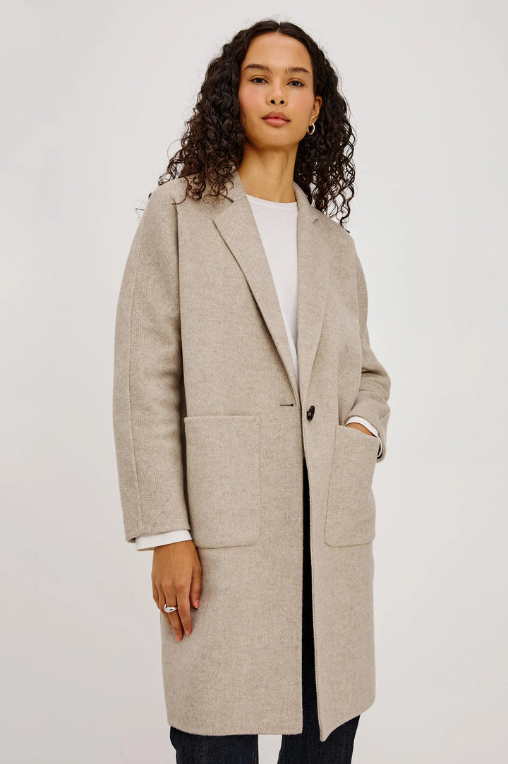 EVEREST WOOL BLEND COAT (OAT HERRINGBONE) - RAILS