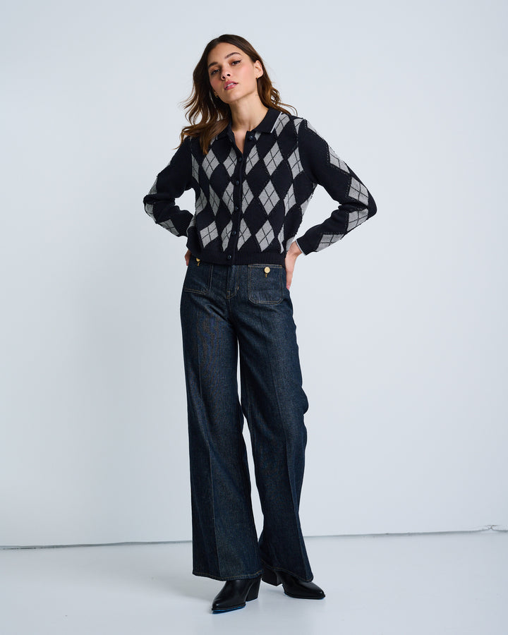 DIAMOND DIP CARDIGAN (BLACK) - LISA TODD