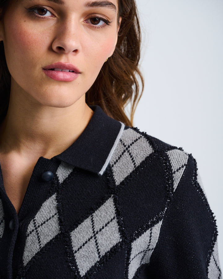 DIAMOND DIP CARDIGAN (BLACK) - LISA TODD