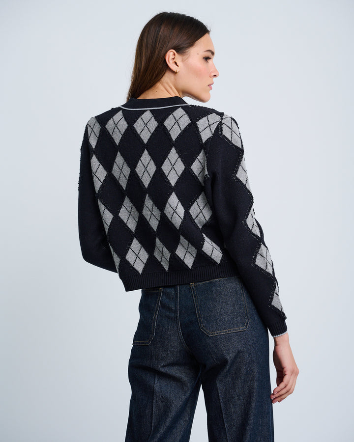 DIAMOND DIP CARDIGAN (BLACK) - LISA TODD