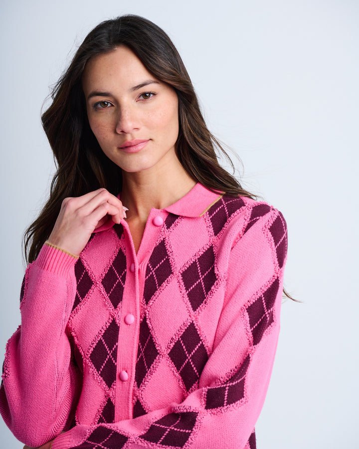 DIAMOND DIP CARDIGAN (NEON PINK) - LISA TODD