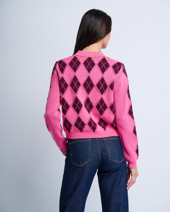 DIAMOND DIP CARDIGAN (NEON PINK) - LISA TODD