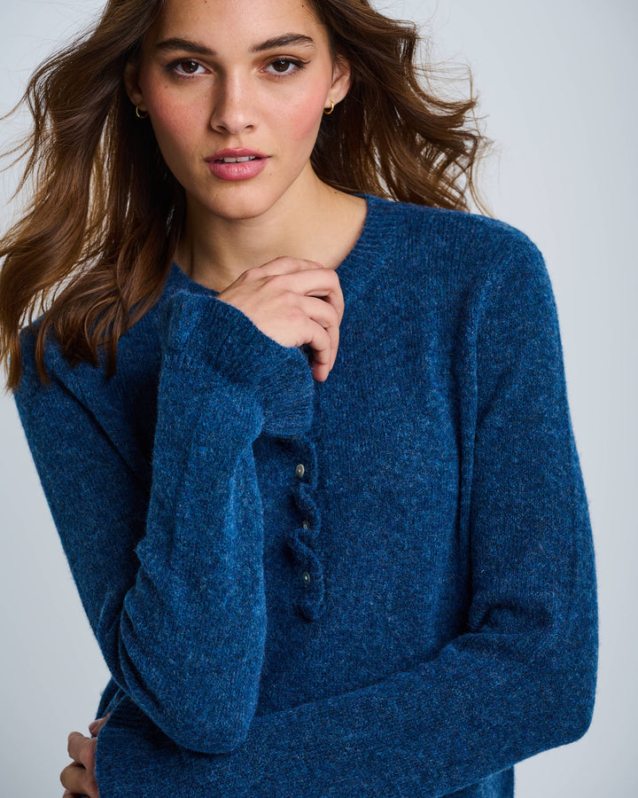 ALLURE FRILL SLEEVE SWEATER (DENIM) - LISA TODD