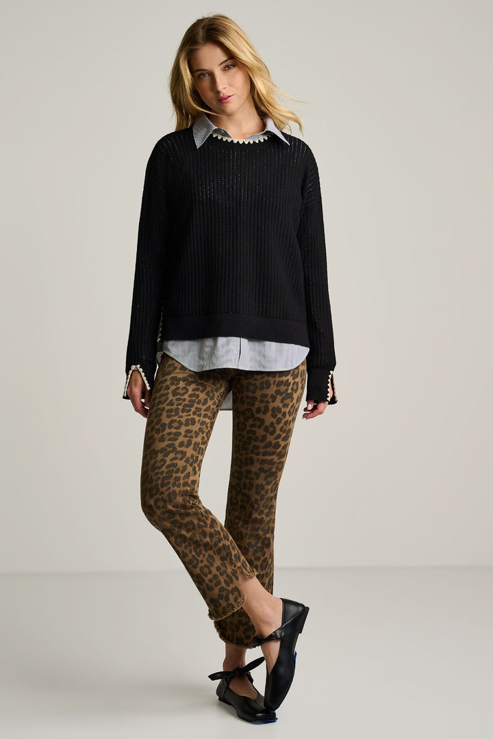 POWER STITCH CREWNECK SWEATER (BLACK) - LISA TODD