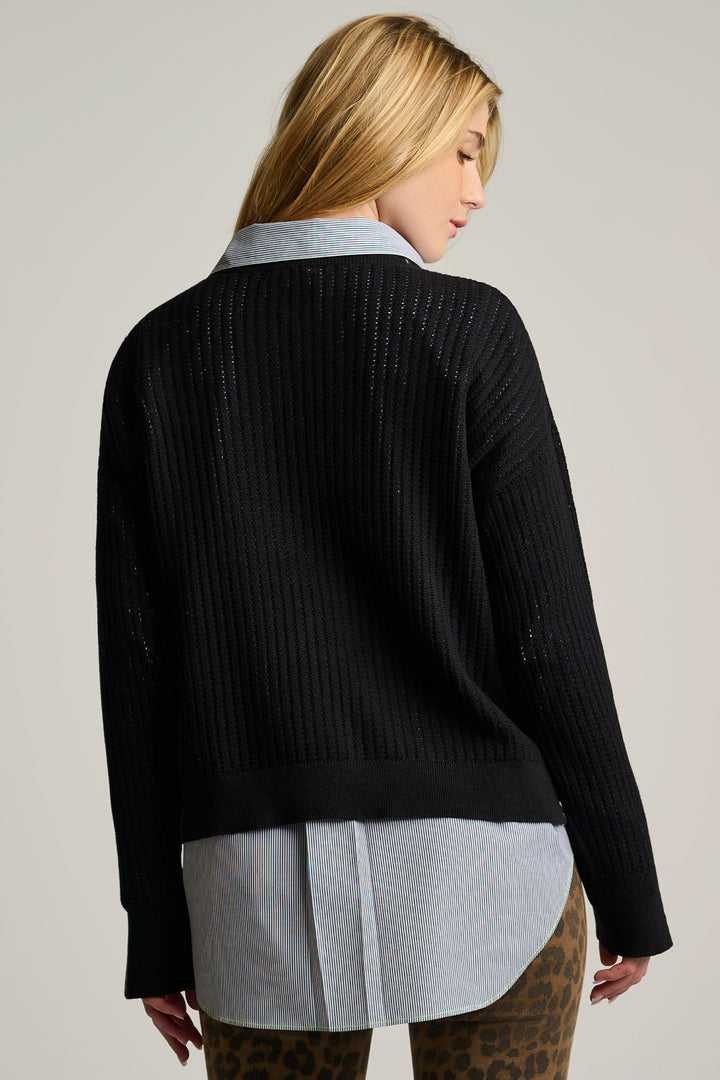 POWER STITCH CREWNECK SWEATER (BLACK) - LISA TODD