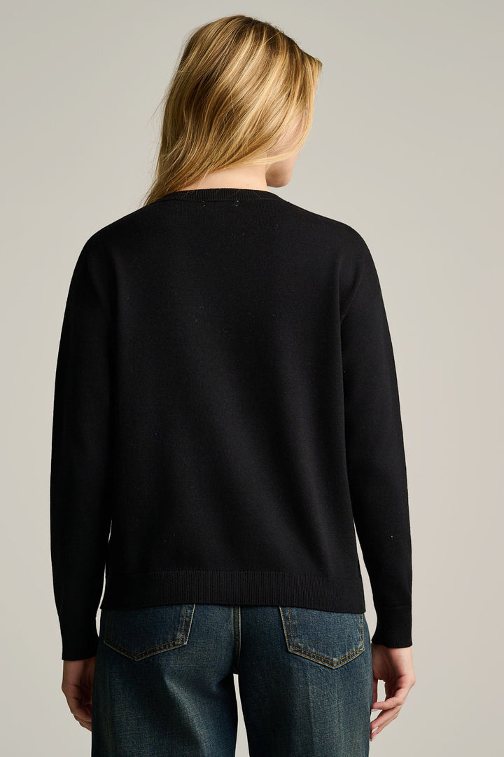 FLOWER POWER COTTON SWEATER (BLACK) - LISA TODD