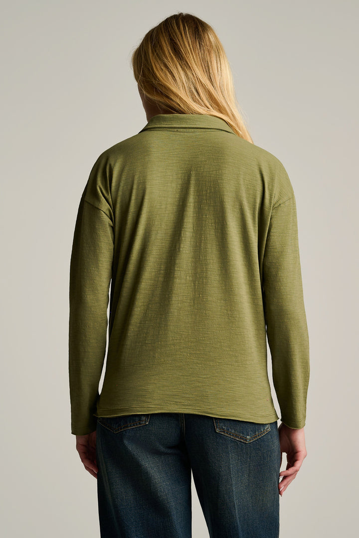 POCKET LOVE PLACKET PULLOVER (MOSS) - LISA TODD