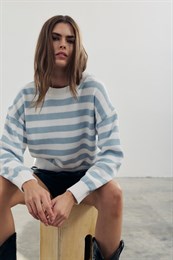 LILA ICE BLUE STRIPE COTTON SWEATER (WHITE/ICE BLUE) - MELISSA NEPTON