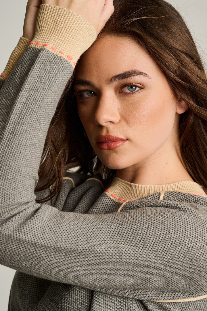 STITCHIN' CONTRAST SWEATER (GREY SHADOW) - LISA TODD
