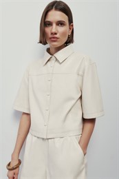 DARIA VEGAN LEATHER SHIRT (CREAM) - MELISSA NEPTON