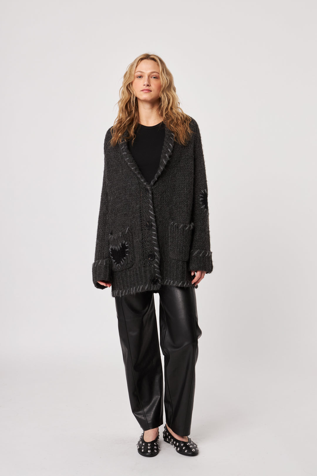 TRIPP BLANKET STITCH OVERSIZED CARDIGAN - JOHN+JENN
