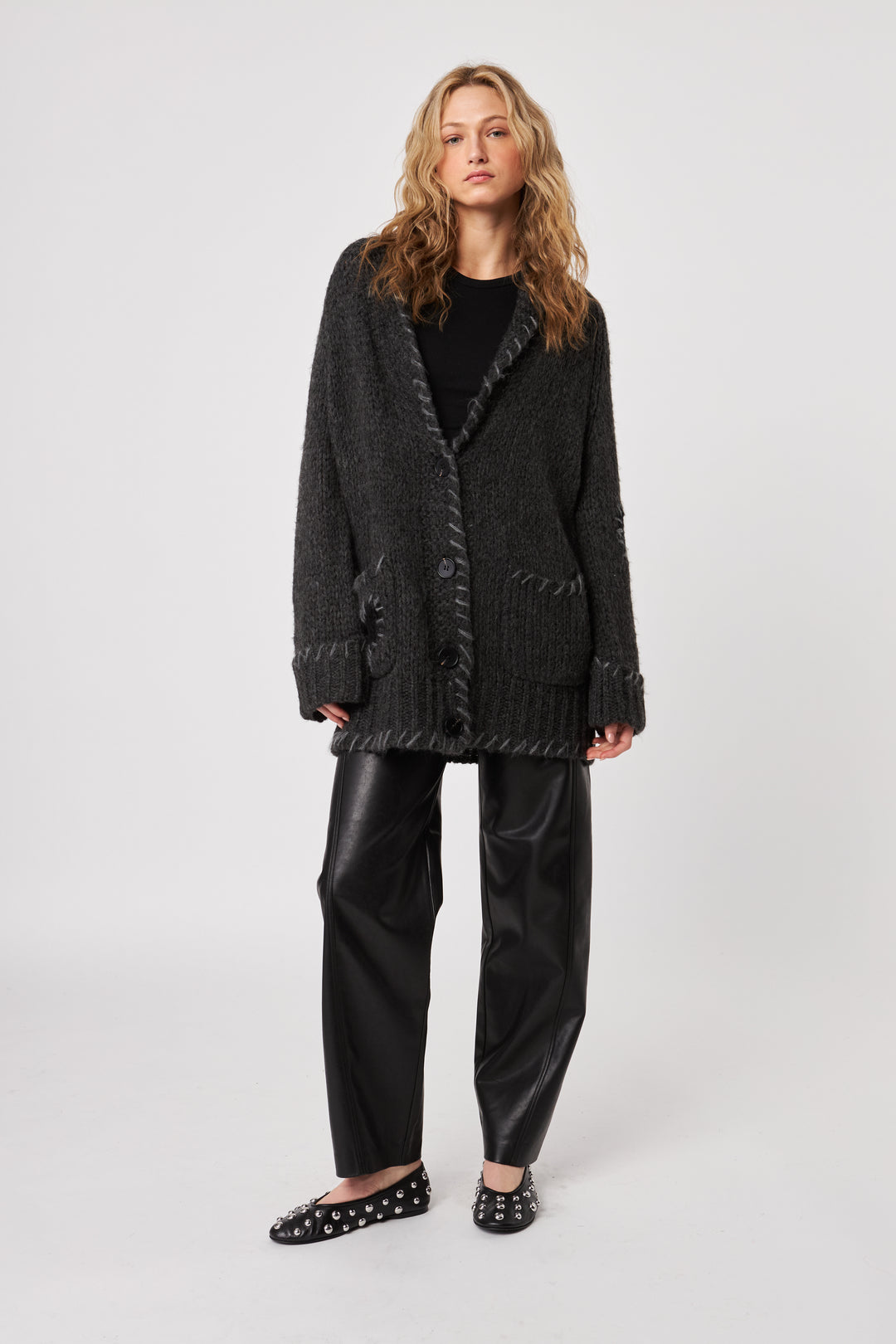 TRIPP BLANKET STITCH OVERSIZED CARDIGAN - JOHN+JENN