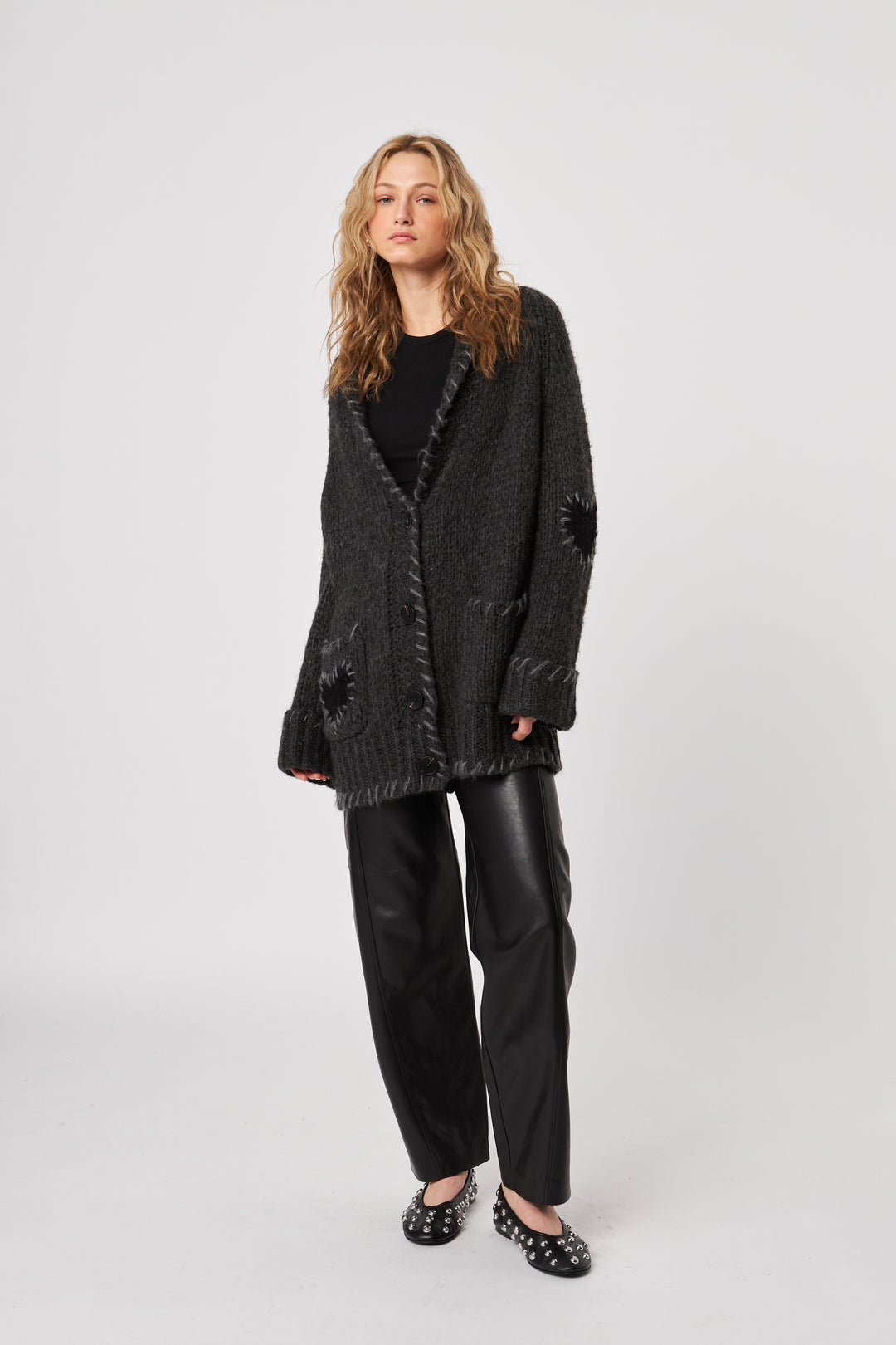 TRIPP BLANKET STITCH OVERSIZED CARDIGAN - JOHN+JENN