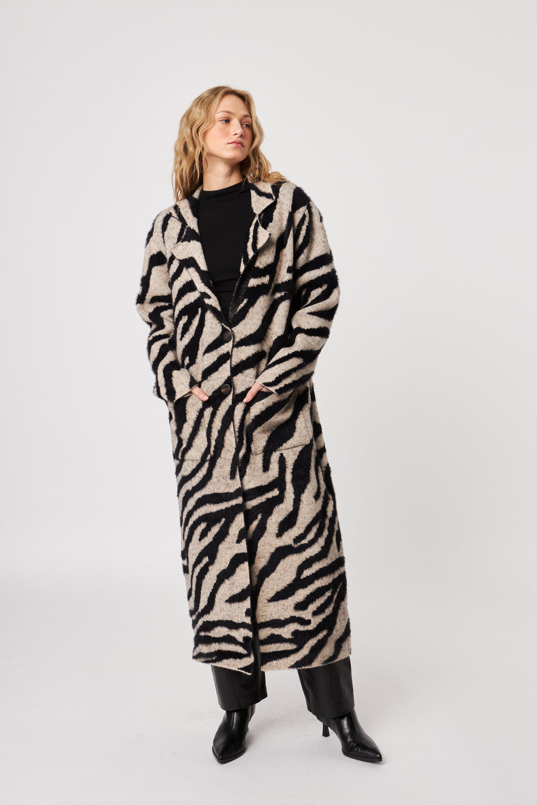RASHAD LONG CARDIGAN (SHADOW ZEBRA) - JOHN+JENN