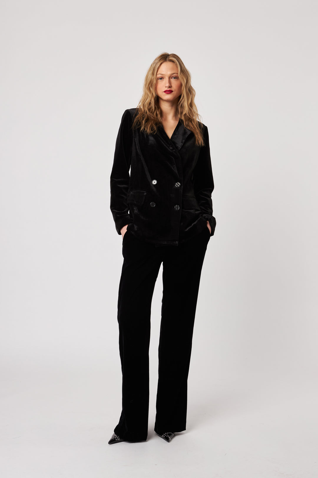 JASPER VELVET BLAZER (NERO VELVET) - JOHN+JENN