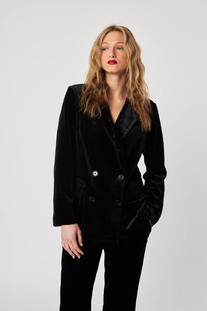 JASPER VELVET BLAZER (NERO VELVET) - JOHN+JENN