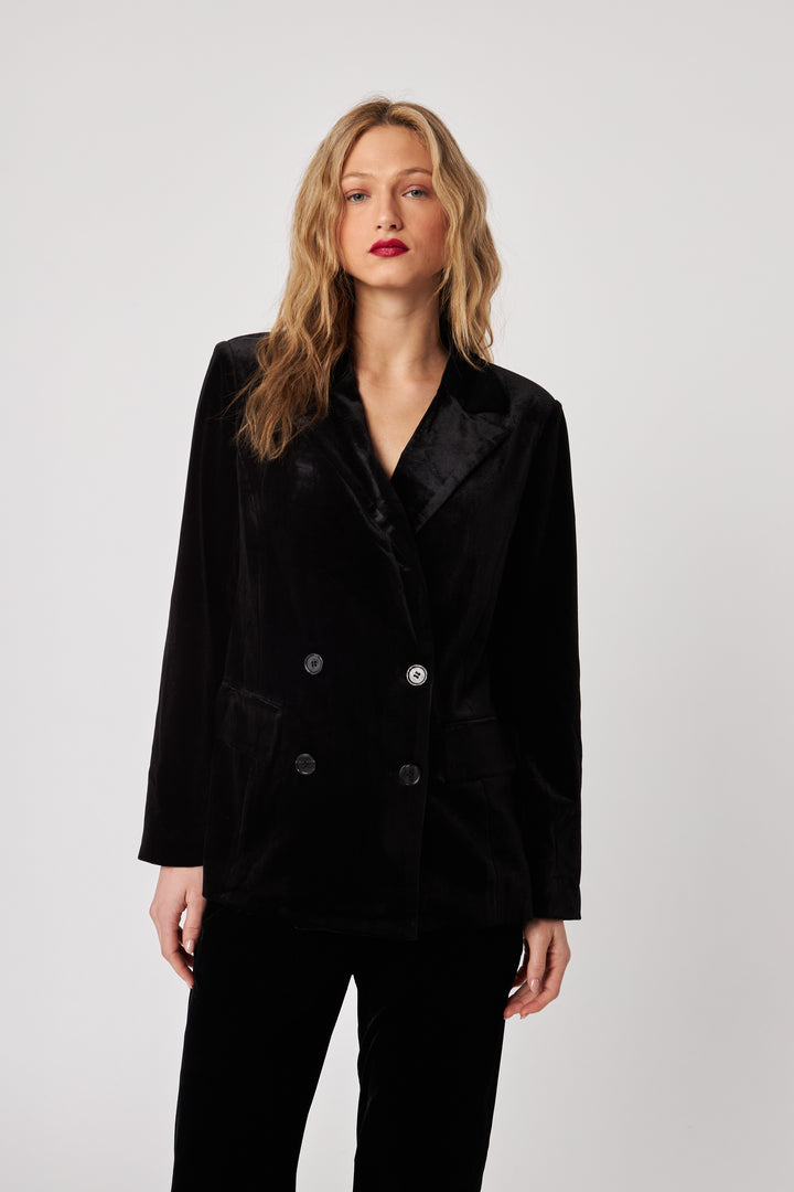JASPER VELVET BLAZER (NERO VELVET) - JOHN+JENN