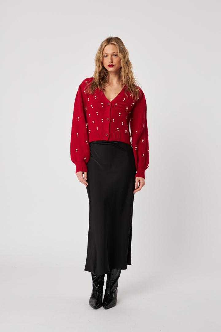 BOWEN PEARL CARDIGAN (POINSETTIA) - JOHN+JENN