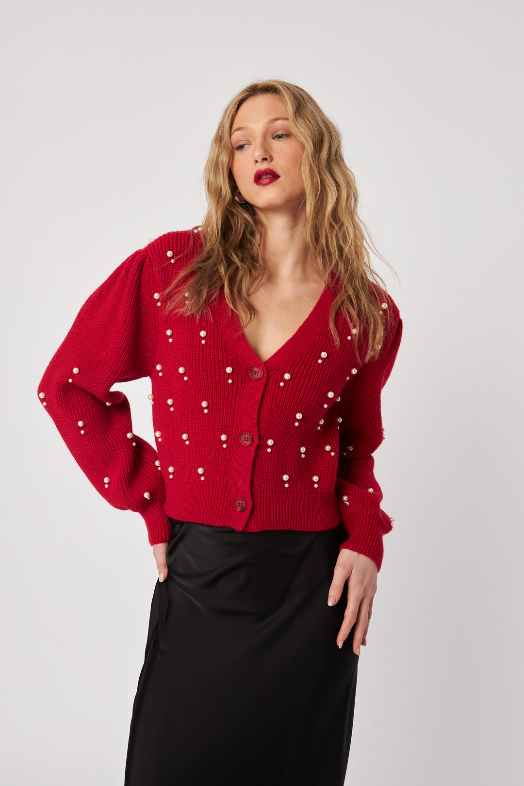 BOWEN PEARL CARDIGAN (POINSETTIA) - JOHN+JENN