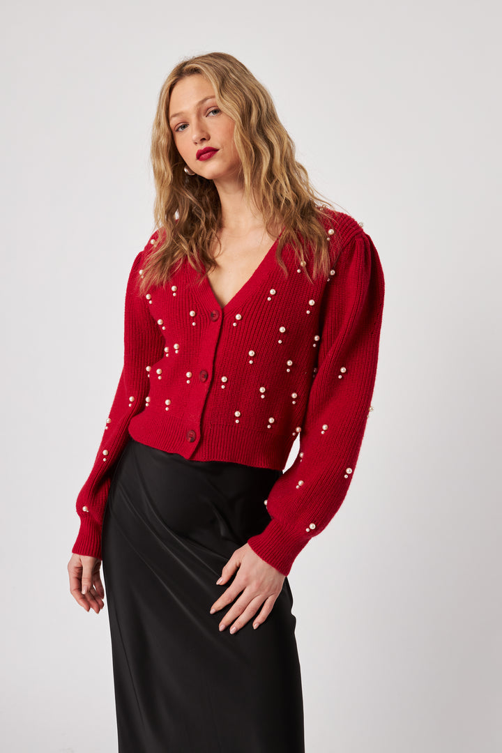 BOWEN PEARL CARDIGAN (POINSETTIA) - JOHN+JENN