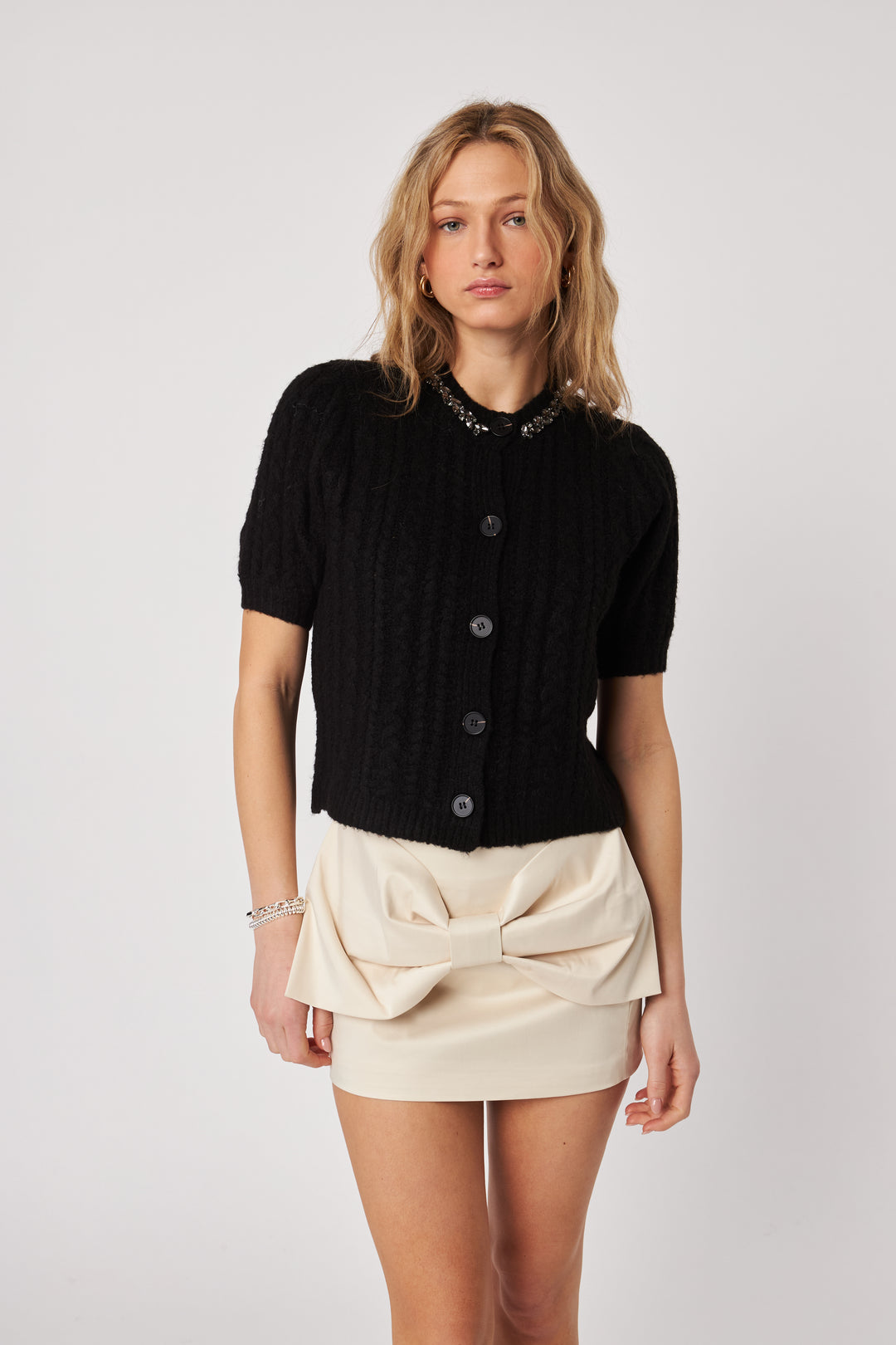 MAXWELL CRYSTAL COLLAR CARDIGAN - JOHN+JENN