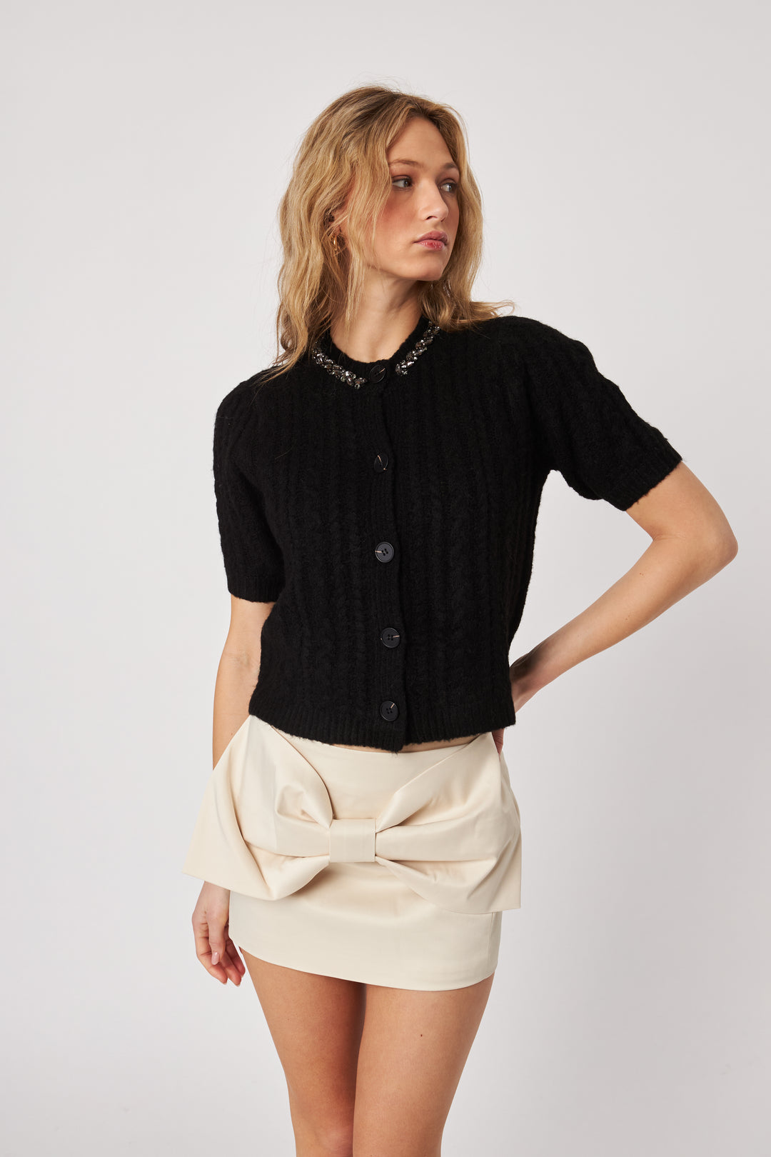 MAXWELL CRYSTAL COLLAR CARDIGAN - JOHN+JENN
