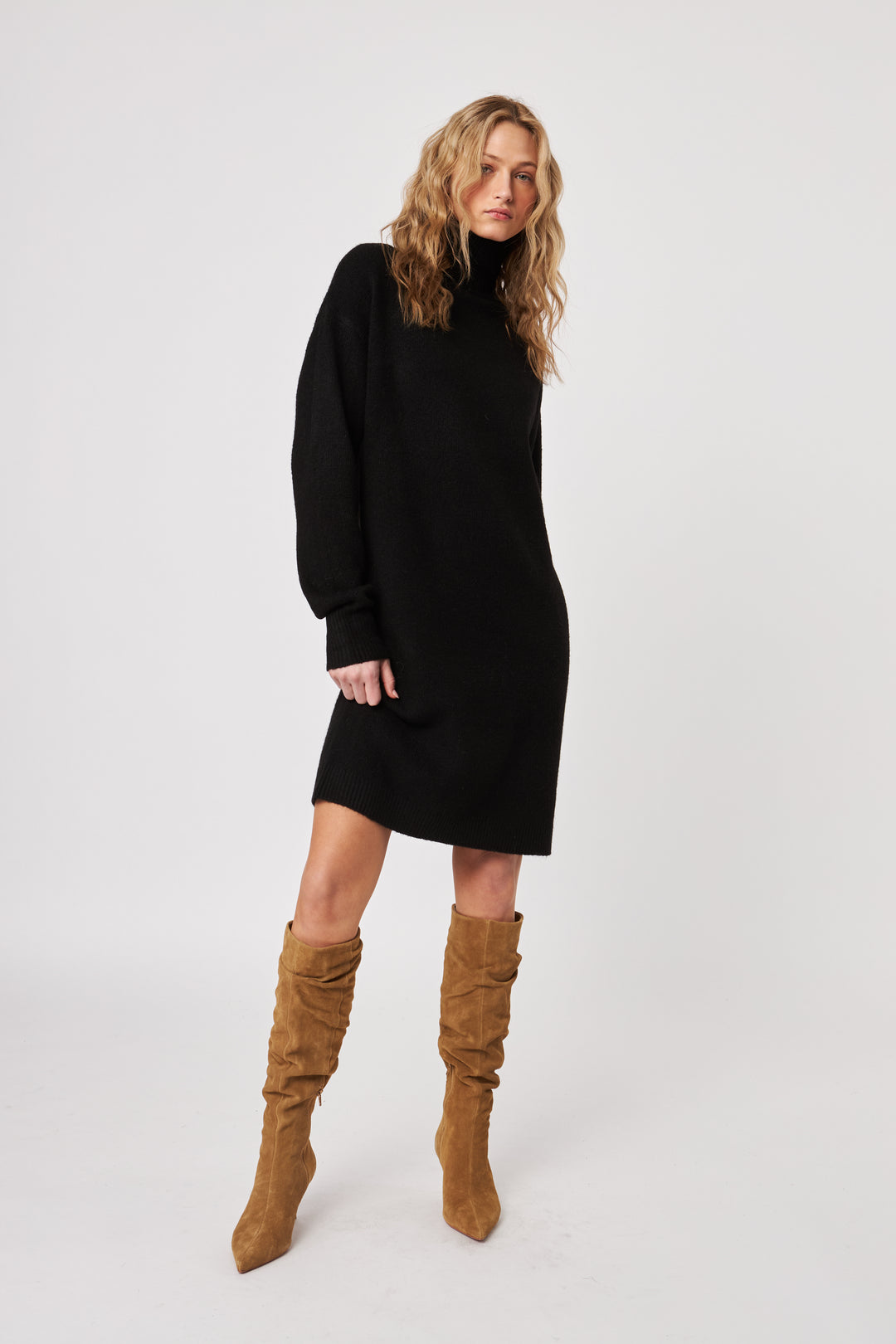 KYLER SWEATER DRESS (CAVIAR) - JOHN+JENN